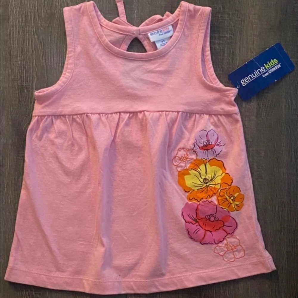 💞 New Toddler Girls Size 3T Pink Floral Keyhole Tank Dress